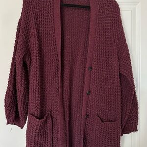 American Eagle Women's Burgundy Knit Cardigan